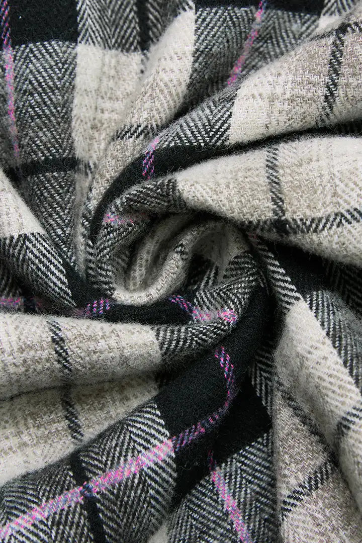 Plaid Pattern Patch Pocket Button Up Long Sleeve Shacket