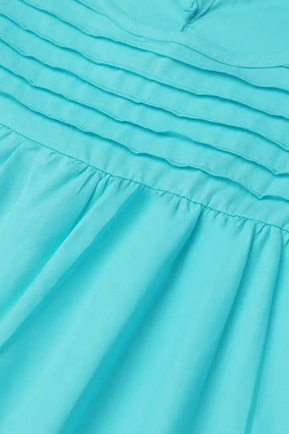 Solid Pleated Ruffle Armhole Top & Slant Pocket Pants Set