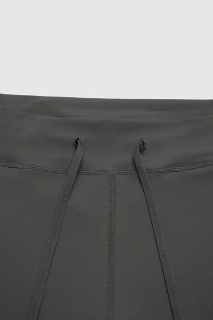 Solid Drawstring Mid Waist Wide Leg Sports Pants