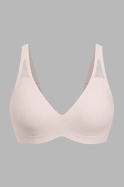 Solid Adjustable Breathable Hollow Out Deep V Neck Sports Bra