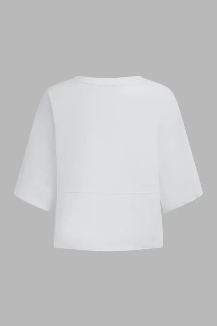Solid Stitch Detail Round Neck Three Quarter Length Sleeve T-Shirt
