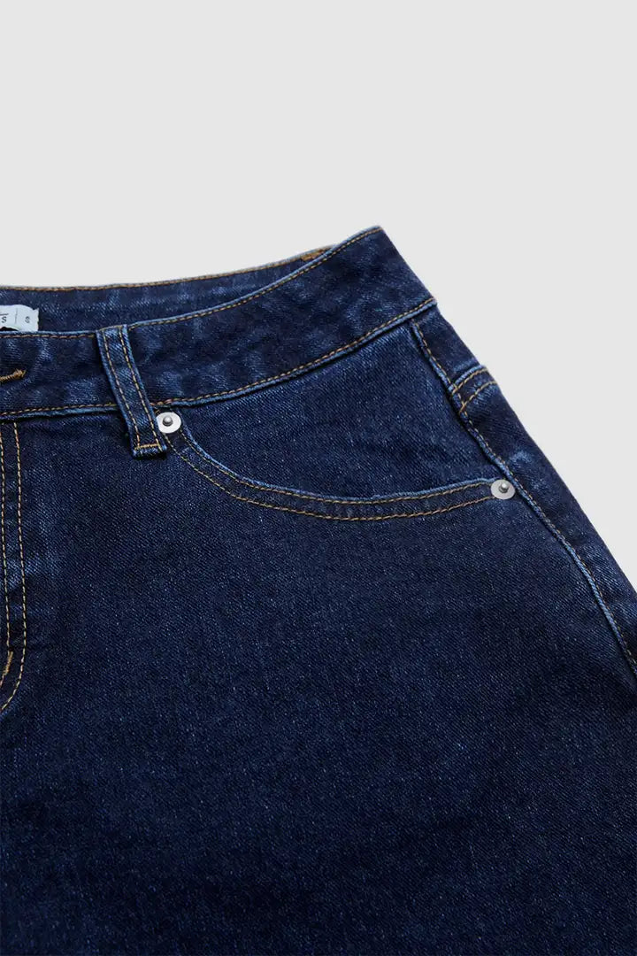 Wash Studded Mid Waist Straight Leg Jeans Without Belt