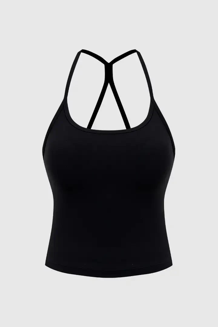 Lycra® Built In Cross Back Scoop Neck Sports Bra