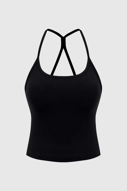 Lycra® Built In Cross Back Scoop Neck Sports Bra