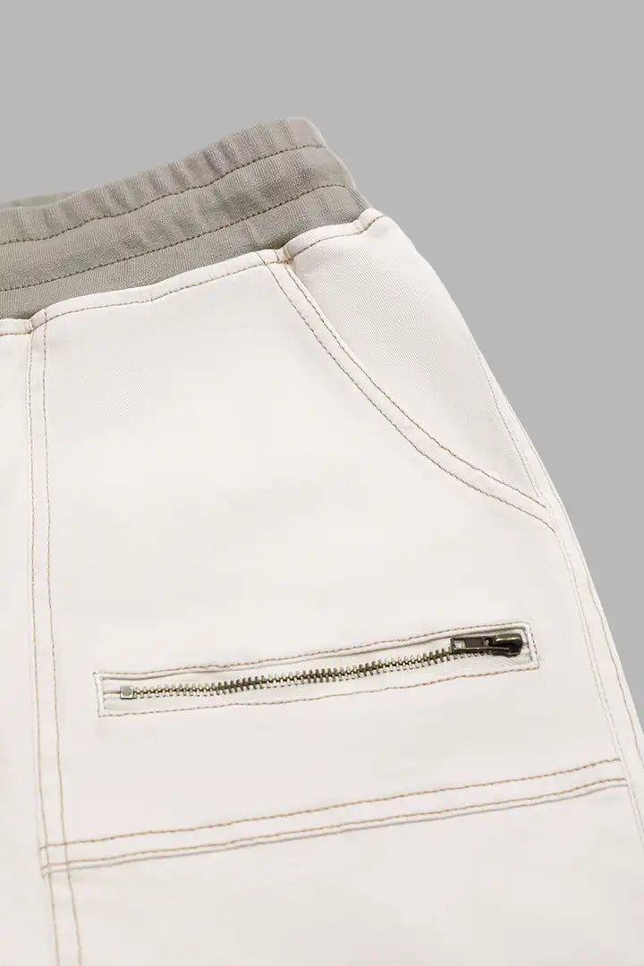 Zip Decor Patch Pocket Drawstring Mid Rise Bermuda Shorts