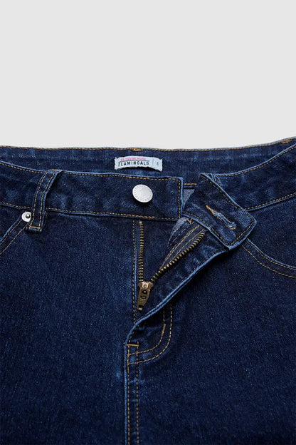 Wash Studded Mid Waist Straight Leg Jeans Without Belt