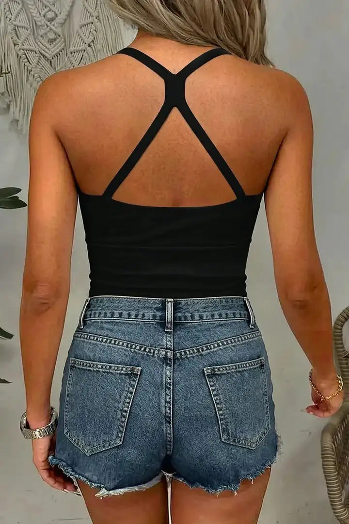 Lycra® Built In Cross Back Scoop Neck Sports Bra