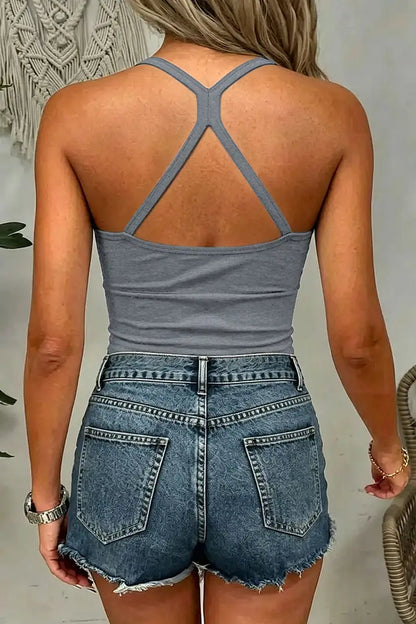 Lycra® Built In Cross Back Scoop Neck Sports Bra