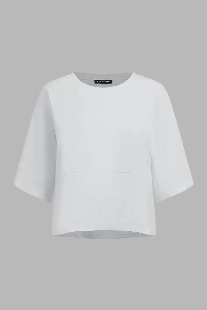 Solid Stitch Detail Round Neck Three Quarter Length Sleeve T-Shirt