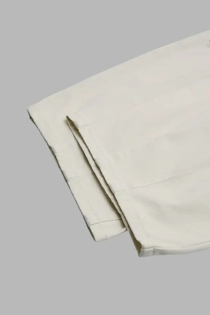 Solid Pleated Mid Rise Barrel Leg Pants Without Belt