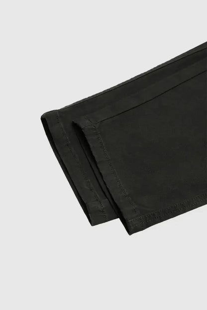 Solid Flap Pocket Mid Waist Tapered Cropped Cargo Pants