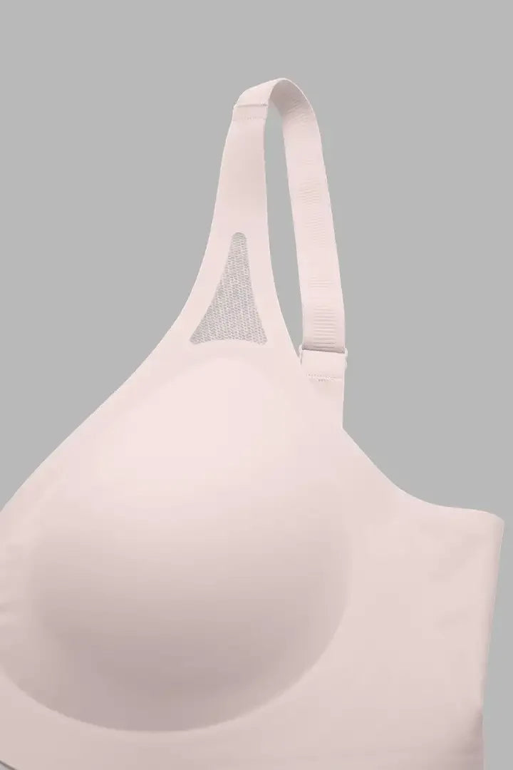 Solid Adjustable Breathable Hollow Out Deep V Neck Sports Bra