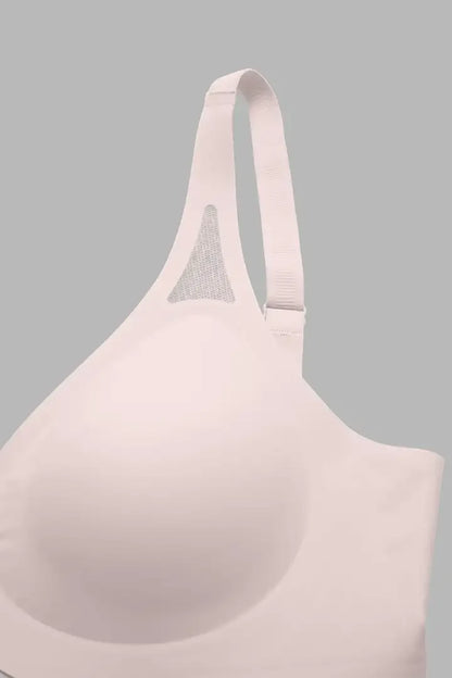 Solid Adjustable Breathable Hollow Out Deep V Neck Sports Bra