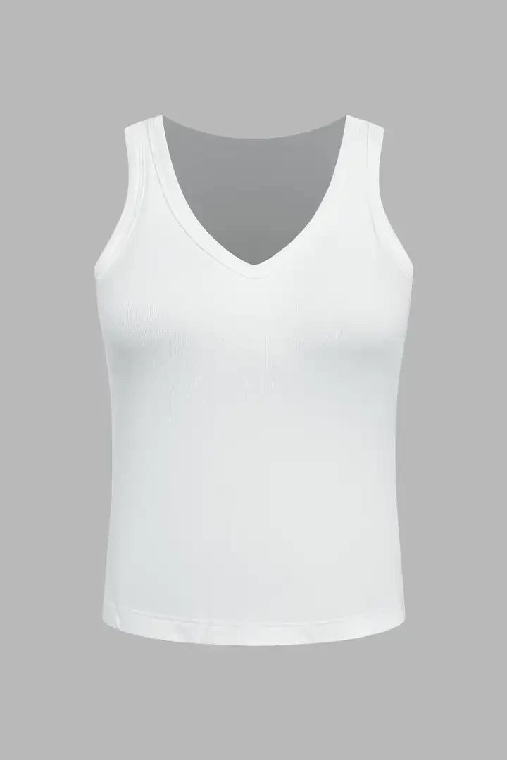 Built In Deep V Neck Sports Bra