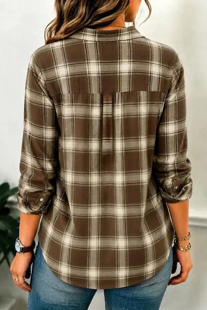 Plaid Pattern Button Up Long Sleeve Shirt