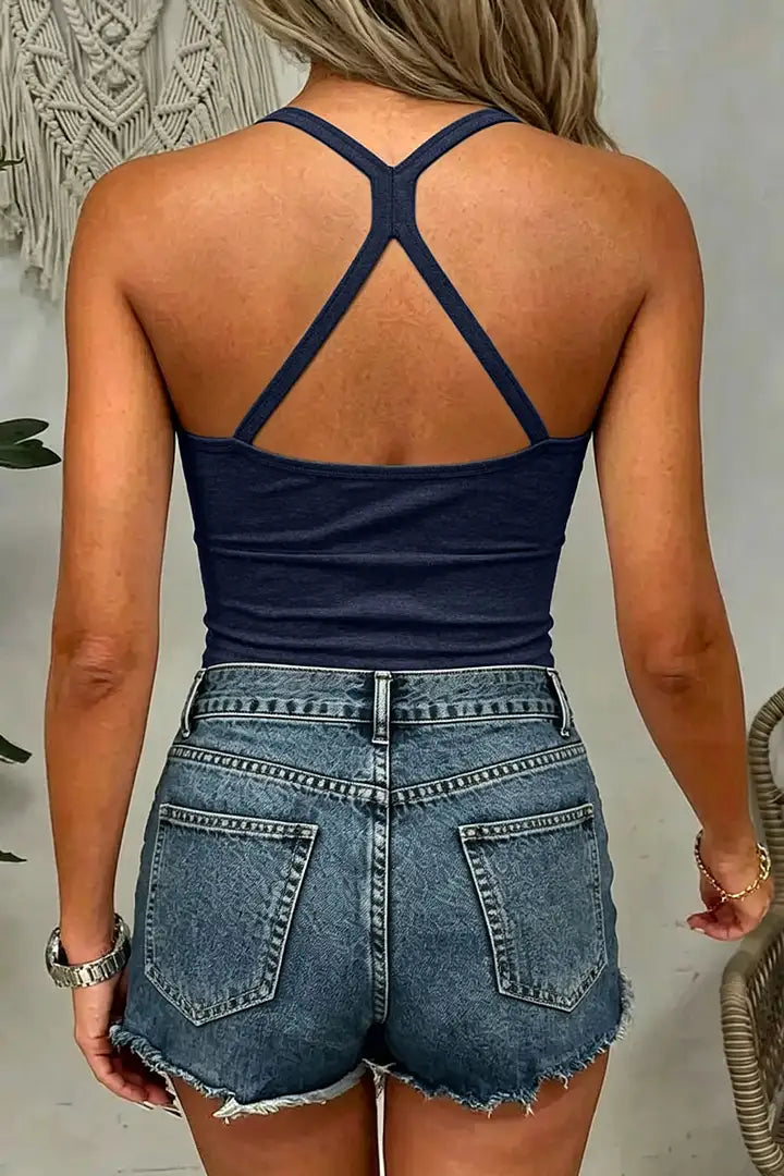 Lycra® Built In Cross Back Scoop Neck Sports Bra