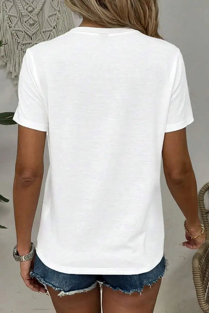 Solid V Neck Short Sleeve T-Shirt