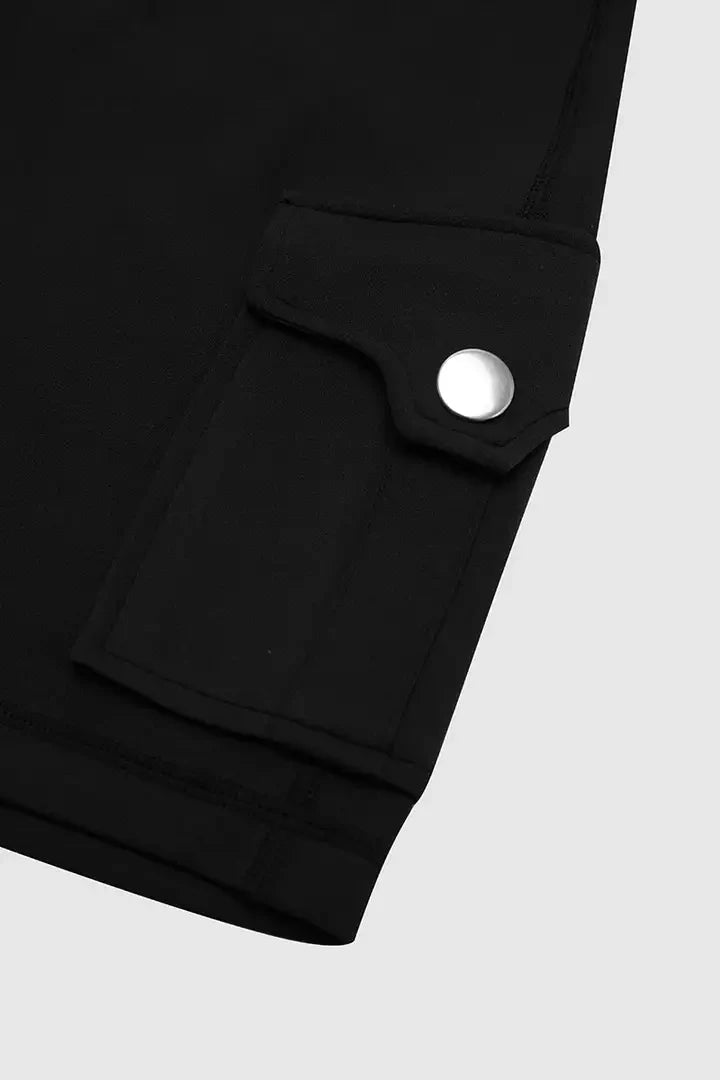 Lycra® Solid Flap Pocket High Waist Sports Shorts