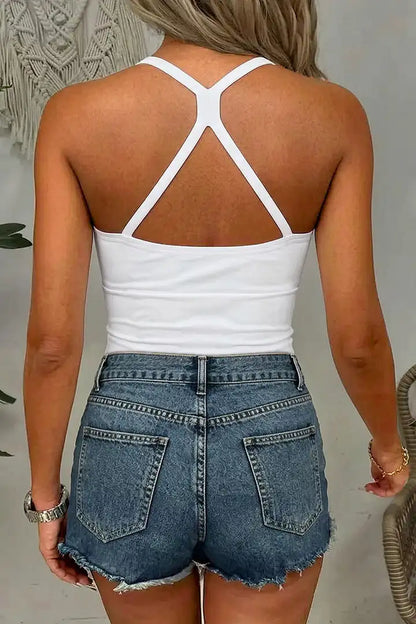 Lycra® Built In Cross Back Scoop Neck Sports Bra