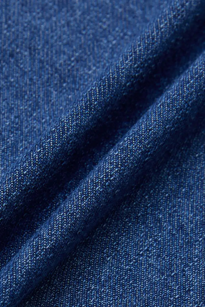 Wash Patch Pocket Pleated Long Denim Overall Dress