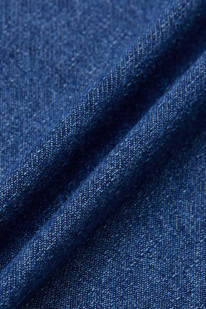 Wash Patch Pocket Pleated Long Denim Overall Dress