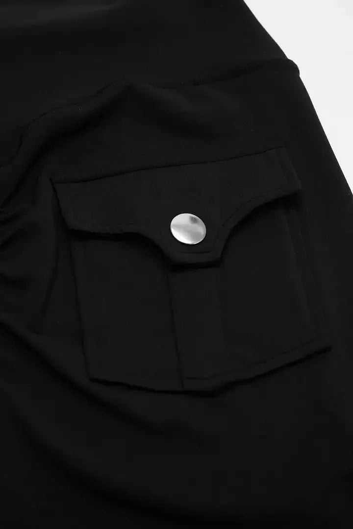 Lycra® Solid Flap Pocket High Waist Sports Shorts