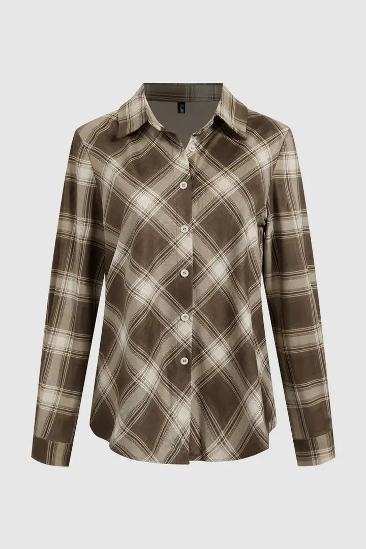 Plaid Pattern Button Up Long Sleeve Shirt