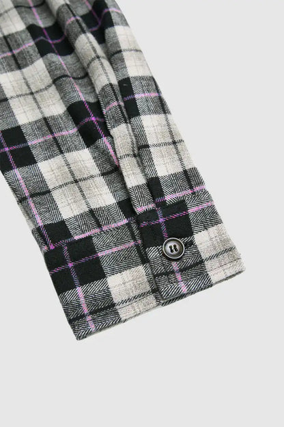 Plaid Pattern Patch Pocket Button Up Long Sleeve Shacket