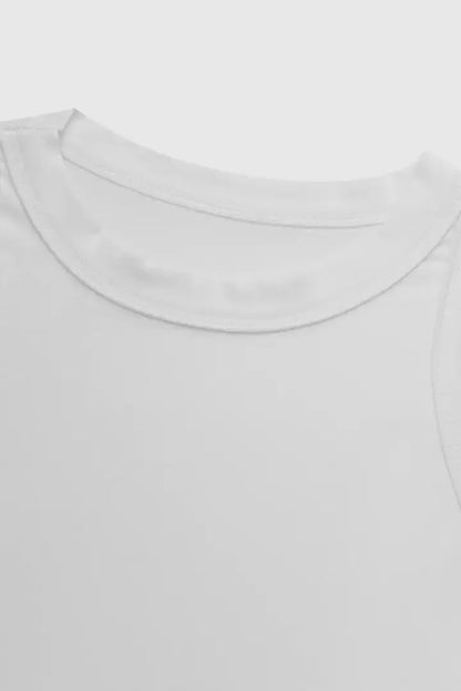 Solid Rib-Knit Round Neck Tank Top