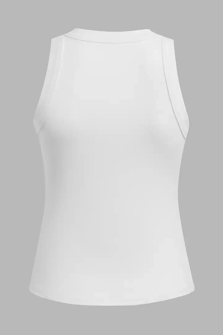 Solid Rib-Knit Round Neck Tank Top