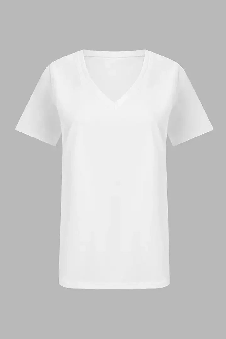 Solid V Neck Short Sleeve T-Shirt