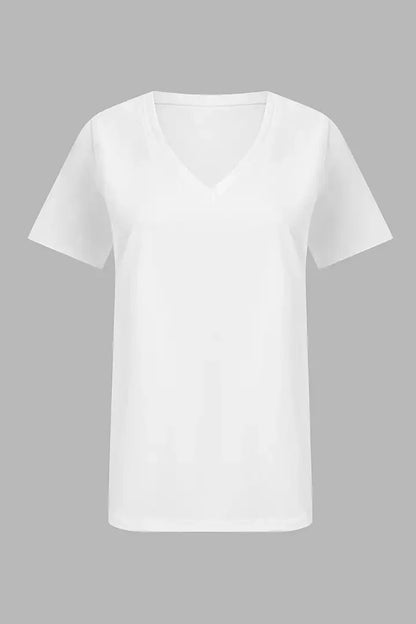 Solid V Neck Short Sleeve T-Shirt