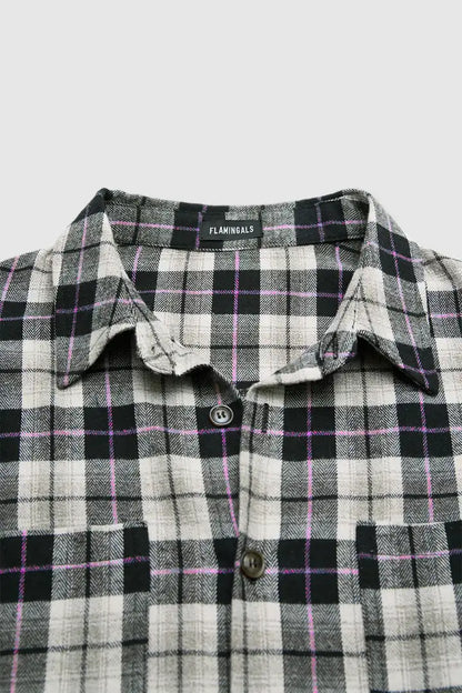 Plaid Pattern Patch Pocket Button Up Long Sleeve Shacket