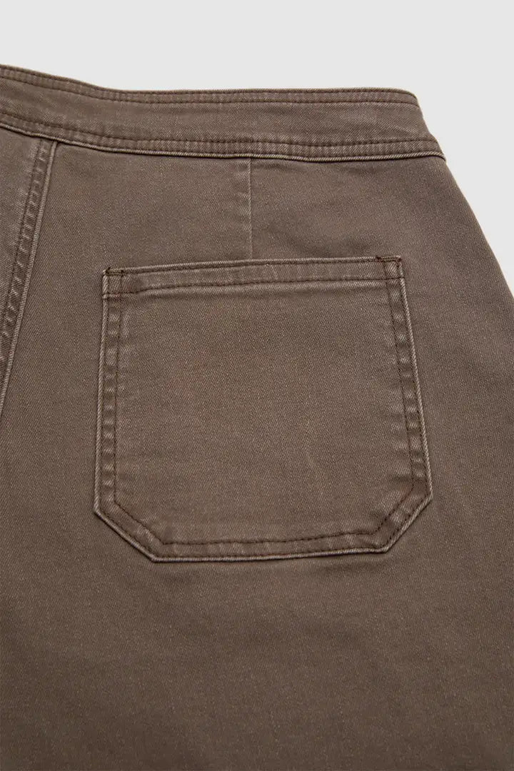 Solid Ruched Patch Pocket Drawstring Mid Waist Wide Leg Pants