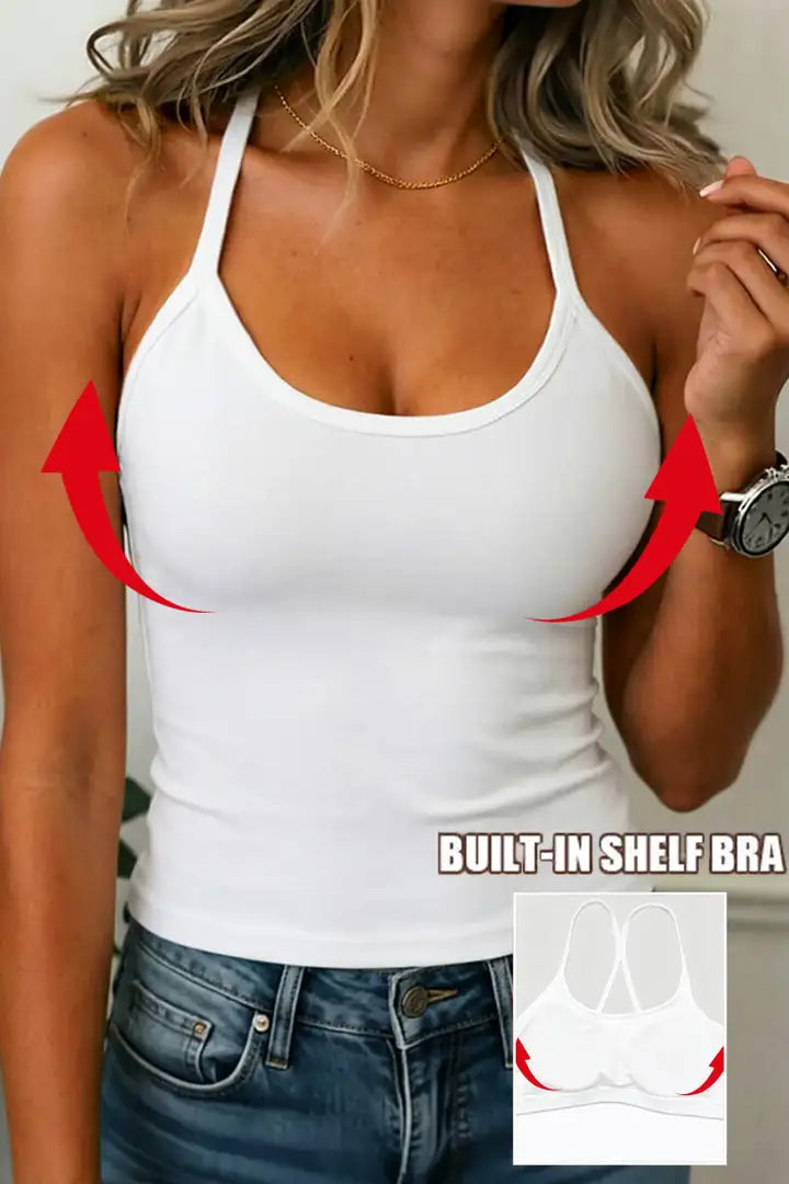 Lycra® Built In Cross Back Scoop Neck Sports Bra