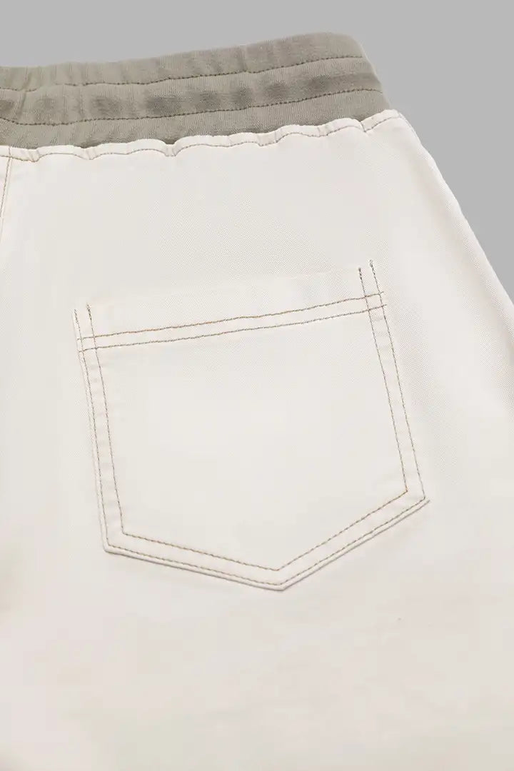Zip Decor Patch Pocket Drawstring Mid Rise Bermuda Shorts