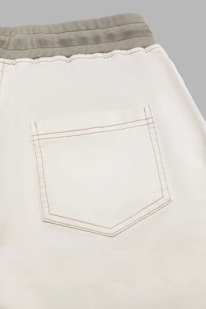 Zip Decor Patch Pocket Drawstring Mid Rise Bermuda Shorts