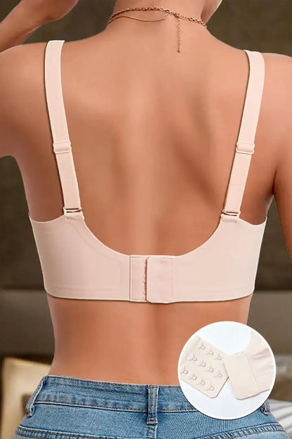 Solid Adjustable Breathable Hollow Out Deep V Neck Sports Bra