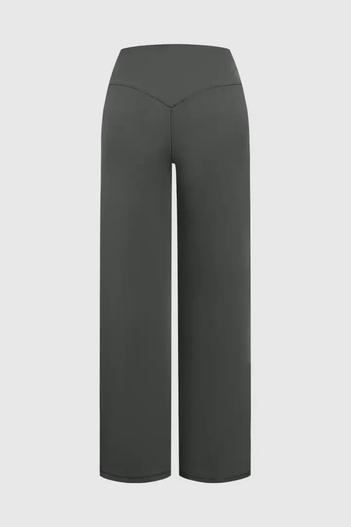 Solid Drawstring Mid Waist Wide Leg Sports Pants