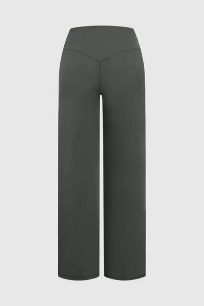 Solid Drawstring Mid Waist Wide Leg Sports Pants