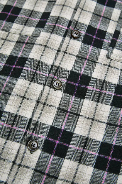Plaid Pattern Patch Pocket Button Up Long Sleeve Shacket