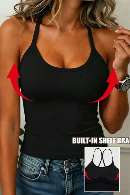 Lycra® Built In Cross Back Scoop Neck Sports Bra